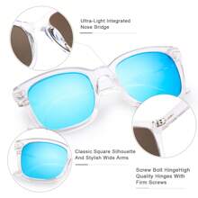 Fashion Sunglasses For Women, Polarized Driving, Anti Glare UV400 Protection, Fashionable Design - 透明框*藍片 - 查看 3