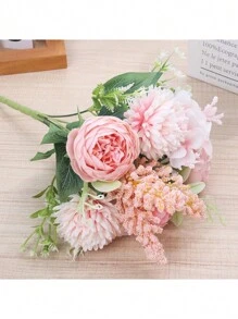 1pc/3pcs Artificial Flowers-Silk Hydrangea, Peony, Carnation Bouquet Real Touch Fake Peony Flower For Autumn Wedding Mother's Day Valentine's Day Vase For Home Dining Room Bedroom Decorations, Festival Birthday Party Accessories, Outdoor Garden Decorations Gifts Graduation