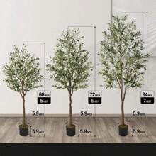 7 Feet, 84 Inch, Artificial Olive Tree, Faux Plant In Pot, Faux Olive Branch And Fruit, Fake Potted Topiary Tree With Dried Moss For Indoor Home Office Modern Housewarming Decoration Gift - 1 - 查看 3