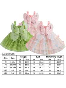 Vestido de moda para niñas pequeñas con mariposas 3D fruncidas, sin mangas, con capas, ropa informal de verano - Rosa - Ver 11