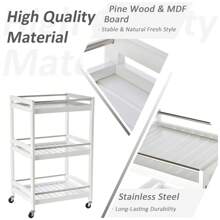 HOMCOM HOMCOM 3-Tier Home Trolley Kitchen Storage Cart W/ Steel Bars 4 Universal Wheels Rolling Unit Organiser Living Room White