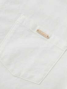 Balabala Young Boys Button-Up Shirt, Classic Preppy Style - Original White - View 6