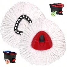 2/4pcs Machine Washable Super Soft Microfiber Spin Mop Head Replacement, Easy Clean Mop Head Refills With Base, Reusable And Easy To Wring, Multipurpose And Easy To Operate - White - View 3