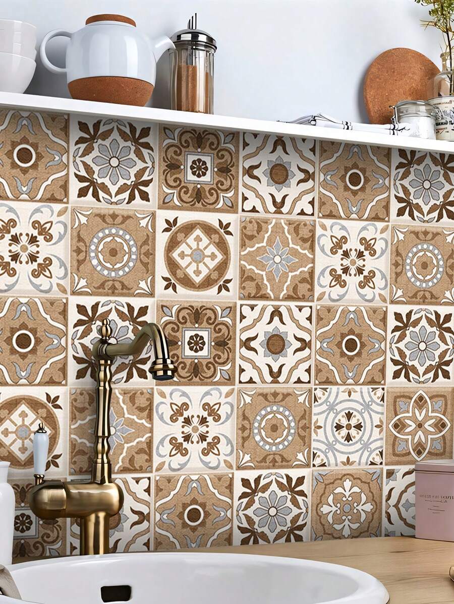 SUPSTICKER 1 Roll Moroccan Style Peel And Stick Wallpaper, Water/Oil Resistant, Heat Resistant, Removable Decal Sticker For Kitchen, Living Room, Bedroom, Bathroom Remodel Gifts Birthday Graduation Wall Paper Wall Stickers Room Decor Wall Decor Wall Sticker Kitchen Decor - Multicolor - View 1