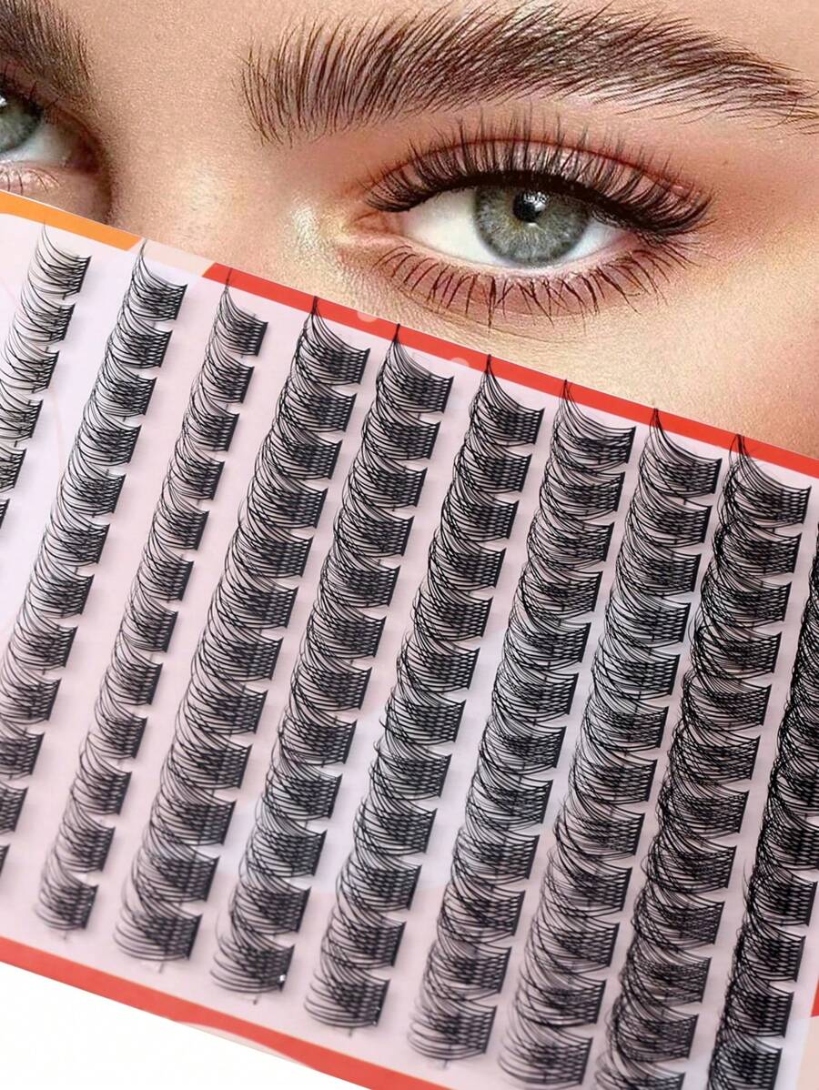 120 szt. C/D Curl Lash Clusters DIY Eyelash Extension 8-16mm Cluster Lashes Wispy Individual Lashes Naturalne przedłużanie rzęs Wodoodporne rzęsy z norek Nadające się do codziennego lub okazjonalnego noszenia - Czarne - Zobacz 1