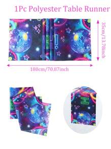 1Pc Fluorescent Ball Happy Birthday Table Runner, Polyester Table Cover Tablecloth, Happy Birthday Party Decorations Table Runner Holiday Party Table Decor, Babe Shower Gender Reveal Party Decor, Sparkling Disco Party Decor, Home Decor, Table Decor - Glow Ball Birthday - View 3
