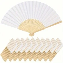 1pc/5pcs/10pcs/20pcs White Collapsible Paper Fans, Portable Folding Fans, For Birthday Party Decoration And Painting Gifts Graduation - White - View 1