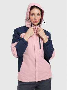Speed mate Giacca con cappuccio a maniche lunghe a blocchi di colore per donna - Rosa - Visualizzare 5