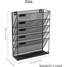 6-Layer Wall-Mounted Magazine File Holder Document Rack A4 Mail Sorting Organizer Hollow Out Body Mesh Desk Files Organizer For Home And Office(Black) - Black - View 5