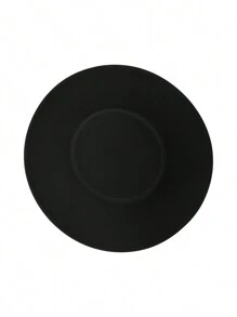 Women's Hats Solid Color Personality Wide Brim Flat Top Design Simple Elegant Formal Top Hat - 黑色 - 查看 3