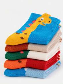 10 双随机颜色儿童袜子，带有卡通恐龙图案，适合日常休闲穿着，男女通用 - 彩色 - 查看 2