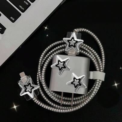 5 件套星形/心形/天使英式数据线保护套，适用于 Apple 充电器和数据线，兼容高达 20W 的 充电器，防止断裂