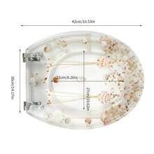 36x42cm Transparent Resin Round Front Toilet Seat Strong Silver Hinges Bathroom - Clear - View 2