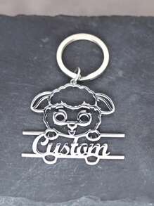 A Cute Lamb Cartoon Animal Design With A Customized Name Keychain, An Ideal Gift For Family And Friends. Valentine's Day Gift
