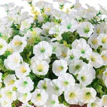 4pcs Artificial Flowers Outdoor Decoration, 7-Pronged Fake Bindweed, 1pc With 21 Flowers, UV-Resistant Artificial Plant Shrubs, Multi-Color, Suitable For Garden, Porch, Window, Balcony, Yard, Flower Bed, Planter, Wedding Decor Easter