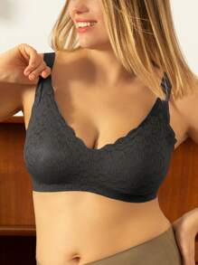 Kích thước lớn Liền mạch Không dây Ngủ Và Bras thể thao Đối với phụ nữ , Gầy , Thoải mái , , Áo ngực đẩy Đến trình diễn Nhỏ bé Ngực - màu đen - Xem 5