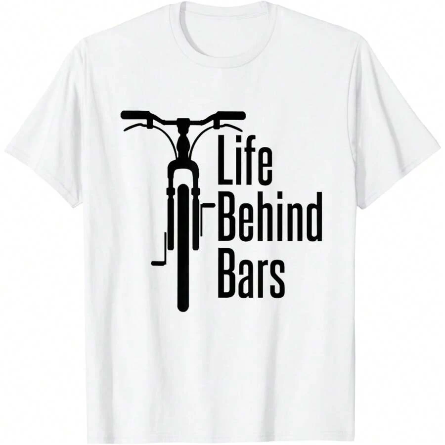 Life Behind Bars Bicycle Bicycling Bike Cycling Lovers T-Shirt - White - View 1