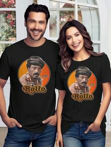 Lovers' T-Shirts Matching Couple Tees Rollo Style Ladies Shirts Cute Couple Shirts Personalized His Hers Tees - Negro - Ver 1