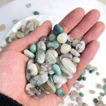 30G 50G 100G/包天然抛光水晶绿花玛瑙碎石樱花玛瑙碎片水晶工艺品鱼缸摆件家居装饰 - Green flower agate - 查看 5