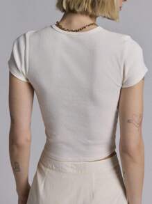 Womens Y2k Graphic Baby Tees Slim Fit Round Neck Showing Navel Cap Sleeve T Shirt Vintage Crop Tops For Summer Womens 90s Streetwear Retro Aesthetic Clothes For Teen Girls - Màu be - Xem 2