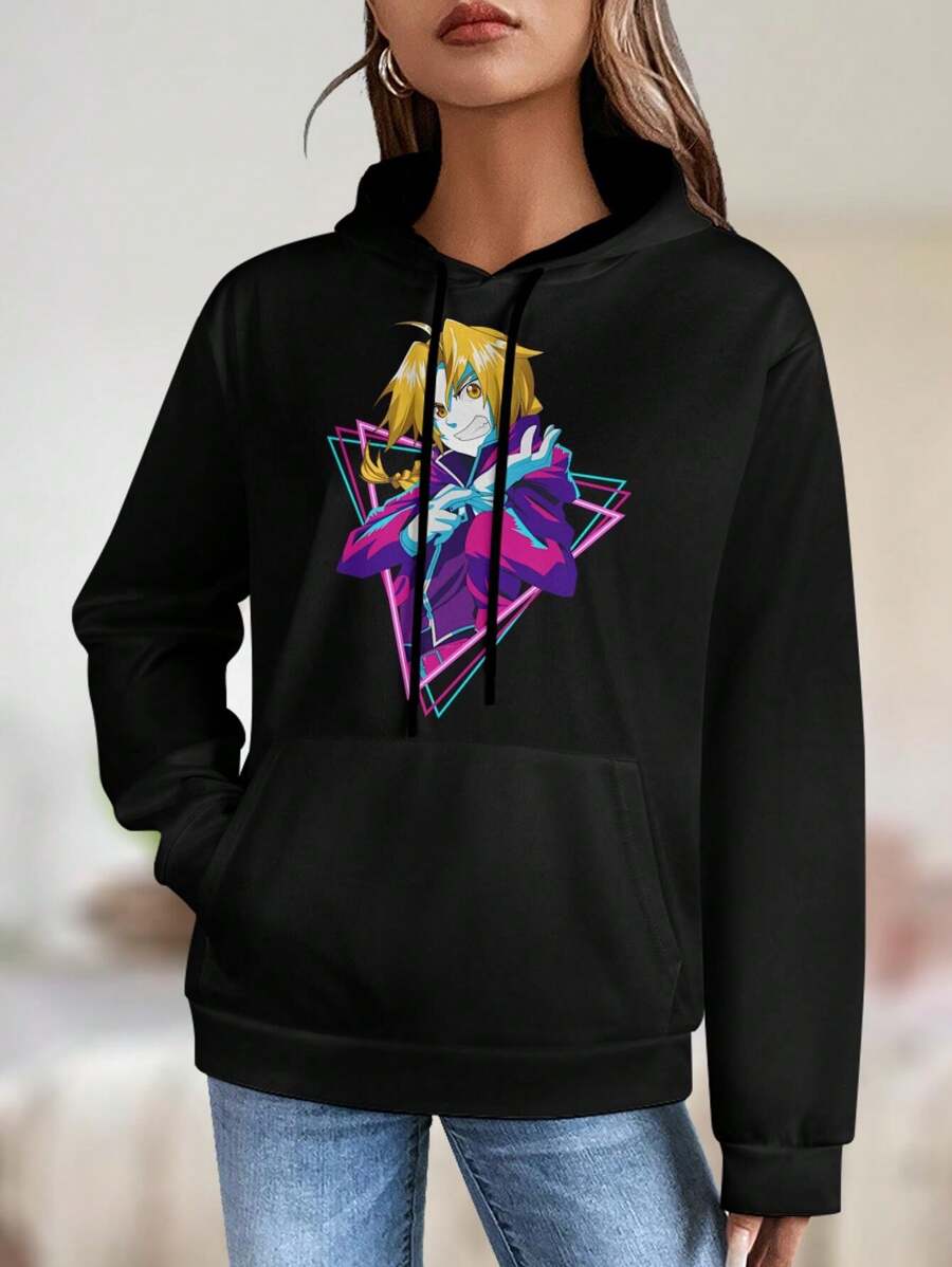 Women's Fullmetal Alchemist Jacket T-Shirt Anime Cosplay Costume Graphic Tees Casual Tops