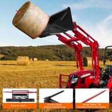 GOCAPTAIN 39" Hay Spear,Bale Spear 4000lbs Capacity Universal Bucket Front Skid Steer Loader Tractor Bucket Attachment Quick Attach 17.5" Stabilizer Spears, ,Skid Steer Loader Tractor Bucket Attachment Quick Attach For Bobcat Tractors - Red - View 2