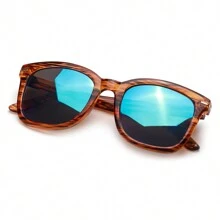 HYCHIC Fashion Sunglasses For Women, Polarized Driving, Anti Glare UV400 Protection, Fashionable Design - 茶條紋*冰藍片 - 查看 2