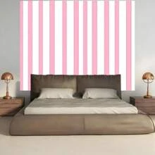 Versatile Pink And White Striped Backdrop - Ideal For Parties, Birthdays, Anniversaries | Easy To Hang Polyester Wall Decor For Indoor And Outdoor Celebrations - 1pc - View 4