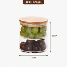 1pc Premium Salad Bowl With 1-4 Layer Stackable Design For Good Storage. Made Of High Borosilicate Glass With Bamboo Wood Lid For Airtight Seal. Fashion Salad Bowl For Salad, Fruit, Dried Fruit, Candy, Snacks Storage & Decoration. Suitable For Home, Kitchen, Office, Students, Picnic, Camping, And Party Use.