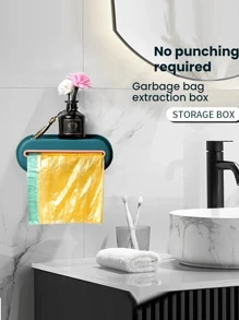 1pc No-Drill Garbage Bag Holder, Wall Mounted Portable Kitchen Storage Box For Storing Trash Bags, Super Sticky - Multicolor - View 6