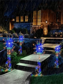1pc Outdoor Solar Plug-In Fireworks Light, Solar Decorative Light, 8 Modes Of Outdoor Decorative Lawn Light, Suitable For Courtyard, Passage, Party Decoration