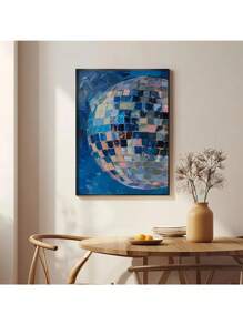 1 张海报热门蓝色墙壁艺术迪斯科舞厅家居装饰印刷少女柔软学院风多巴胺帆布画礼物无框架 - 彩色 - 查看 4