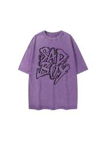 EWH Summer New American Plump Shuai Heavy Short-Sleeved T-Shirt Young Men And Women With The Same Fashion Brand Ins Street Crewneck Shirt DG004 - 紫色 - 查看 1