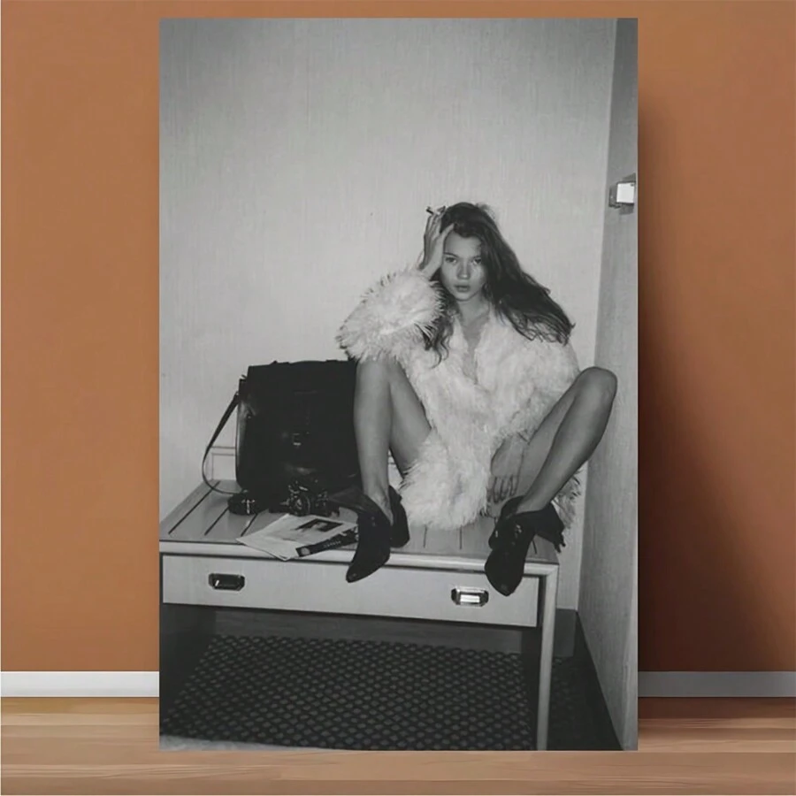 1 张无框、房间装饰复古帆布海报、装饰艺术经典黑白墙壁艺术装饰，适用于卧室、客厅、教室、宿舍 - 室内空间主题印刷，非常适合房间装饰