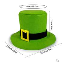 Irish Leprechaun Hat St. Patty's Day Party Favors Deluxe Tall Top Hat Soft Costume Hat With Gold Buckle - 軍綠色 - 查看 5