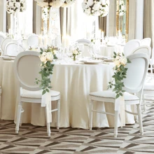 Wedding Aisle Decorations For Wedding Ceremony Pew Flowers For Church Chair Decorations Party Decor With Artificial Flowers Eucalyptus And Ribbons White Gifts Birthday Graduation Birthday Decorations Party Decorations Bachelorette - Multicolor - View 11