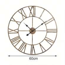 60CM Large Skeleton Metal Roman Wall Clock Big Numerals Giant Open Round Face - Variant1 - View 6