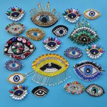 3/5/8pcs Handmade Rhinestone Eye Applique Patches For Clothing, Bags, Shoes, Hats Decoration, Random Pattern & Color, Handmade With Slight Variation - Multicolor - View 7