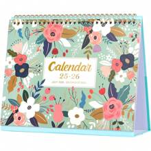 Desk Calendar 2025-2026 - Standing Flip 2025-2026 Desktop Calendar With Thick Paper, 9.8" X 8.3", Jul. 2025 - Dec. 2026, Memo Pages + Twin-Wire Binding + Unruled Blocks - Green And Pink - 8 英吋寬 x 9 英吋高 - 查看 1