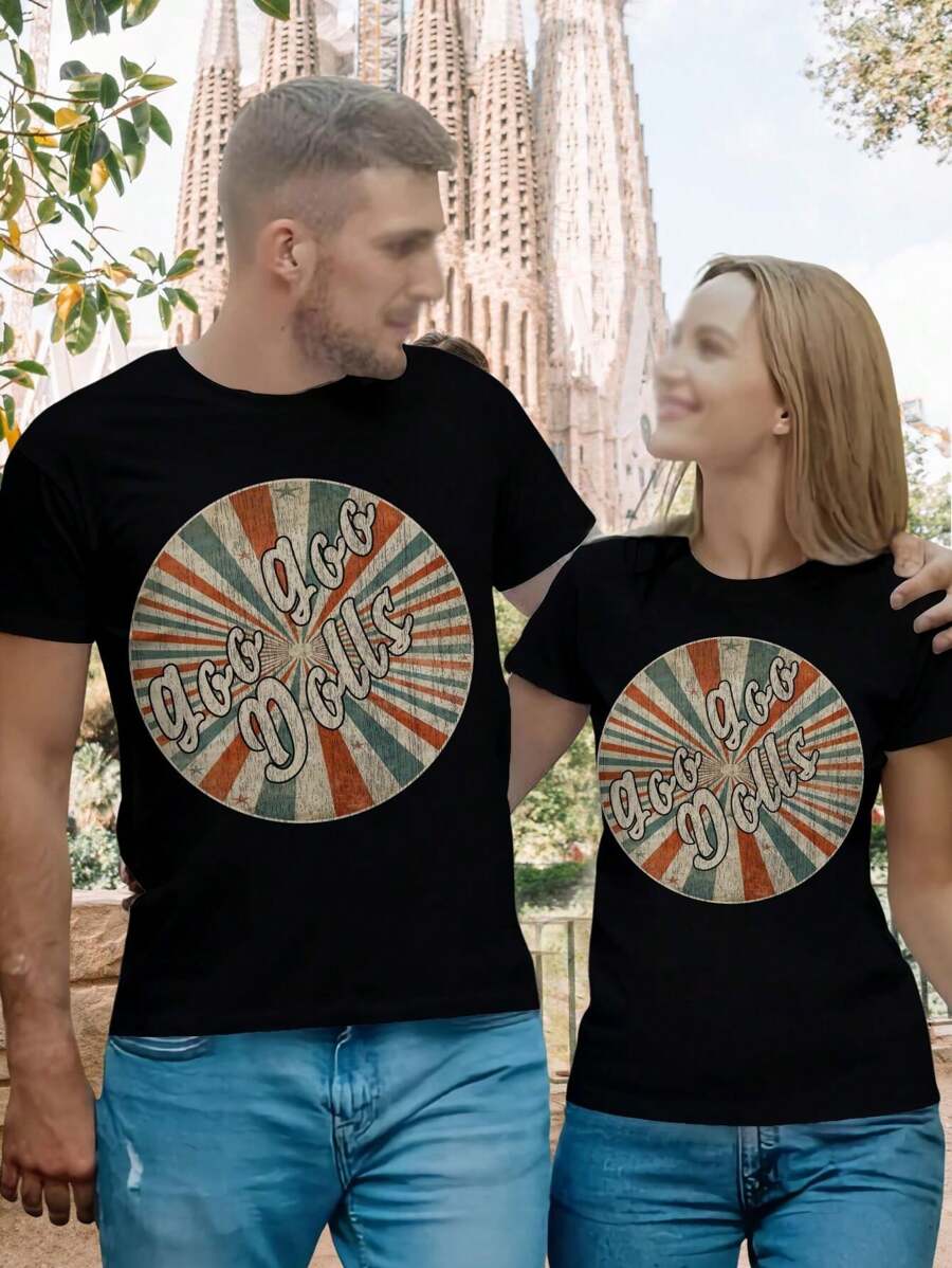Goo Goo Dolls Lovers Retro Circle T-Shirt For Women - Vintage Style Tee - 黑色 - 查看 1