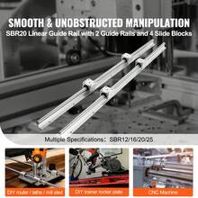 Linear Guide Rail Set, SBR20 800 To 1200mm, 2 PCS 31.5 To 47.2-Inch  In SBR20 Rails & 4 PCS SBR20UU Slide Blocks Or 4 SBR20UU Bearings. Ideal For CNC Machines Automation Projects And DIY Crafts - 800mm 31.5 in 4 PCS Blocks - 查看 2