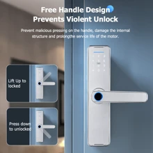 Tropernic Wifi Tuya 门锁智能锁，指纹门锁无钥匙进入门锁智能锁，适用于前门生物识别门锁，带指纹、免费应用程序、共享 Ekey 和 IC 卡（银色）