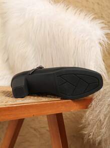 Women's Fashion Buckle Decor Comfortable Flats - Black - View 4