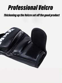1副PU拳击手套，半指拳击手套，适合成人沙袋拳击训练，男女通用，跆拳道护手 - 彩色 - 查看 3