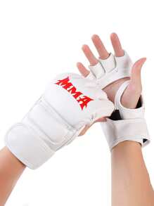 1副PU拳击手套，半指拳击手套，适合成人沙袋拳击训练，男女通用，跆拳道护手 - 彩色 - 查看 9