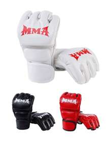 1副PU拳击手套，半指拳击手套，适合成人沙袋拳击训练，男女通用，跆拳道护手 - 彩色 - 查看 1