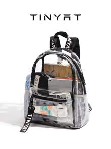 TINYAT Women Girls Backpack Large Capacity Clear Backpack Valentine's Day Gifts Transparent PVC Bag See School Bag Back To School, Concerts, Sports,Outing,Travel And Daily