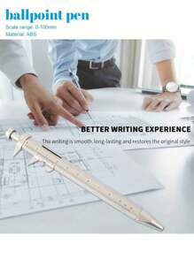 1/5支装多功能创意游标卡尺圆珠笔 黑色笔 蓝色多功能卡尺圆珠笔 新颖办公文具简约0-100mm卡尺笔 简易测量工具 适用于办公笔 工程笔 学校开学用 居家家用工具常备