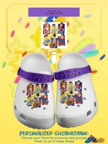 个性化定制姓名和照片镂空鞋，定制男士户外通勤时尚简约风格舒适 EVA 透气防滑防水镂空木屐