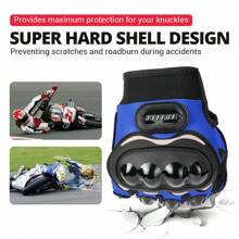 夏季摩托车手套透气户外运动手套越野摩托车骑行手套触屏街头摩托护具男女款黑红蓝